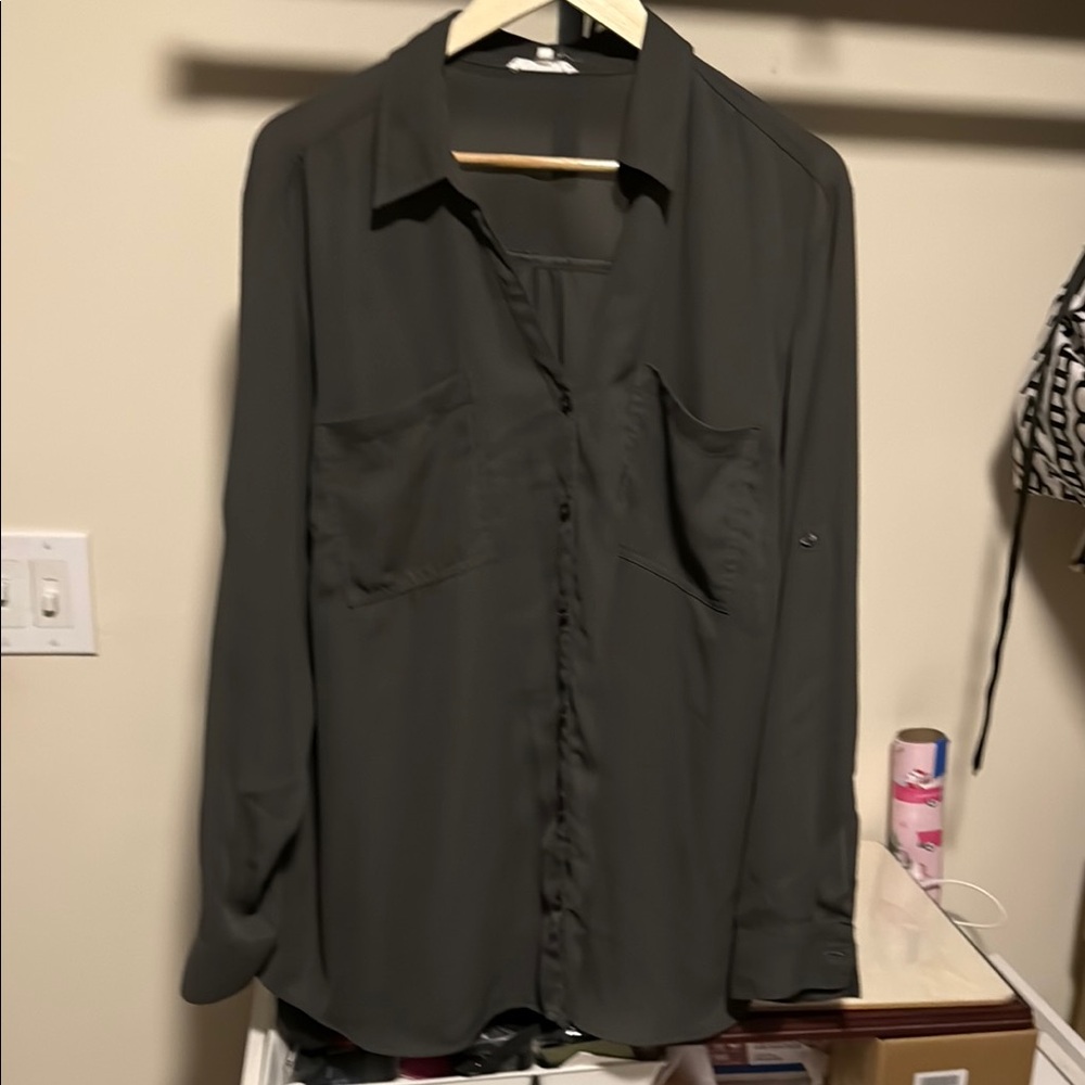 Maurices Gray Casual Button Down Shirt Lightweight Versatile 3X